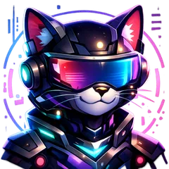 Vibrant geometric fox avatar with angular orange, teal, and purple shapes, ideal for a circular profile picture.
